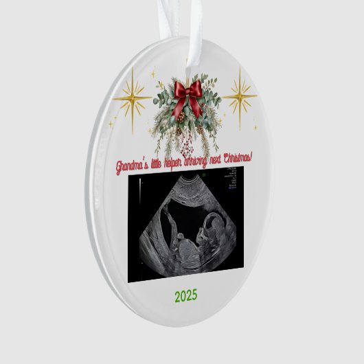 Merry Christmas Pregnancy Ultrasound Photo Grandma Ornament (voorkant)