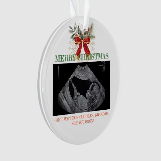 Merry Christmas Pregnancy Ultrasound Photo Grandma Ornament (voorkant)