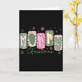 Merry Christmas Preppy Girly Girl Women Kids Xmas  Kaart (Gele Bloem)