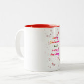 MERRY CHRISTMAS PRETTIGE FEESTDAGEN TWEEKLEURIGE KOFFIEMOK (Voorkant links)