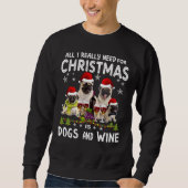 Merry Christmas Pug & amp; Wijn Essential T-Shirt (Voorkant)