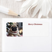 Merry Christmas Pug Hondenadreslabel Etiket (Insitu)