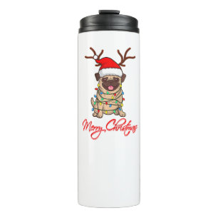 MERRY CHRISTMAS PUG Owner Ugly Kerstly Funny Dog Thermosbeker