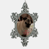 Merry Christmas Pug Plaats uw huisdier foto Tin Sneeuwvlok Ornament (Links)