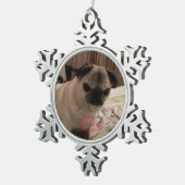 Merry Christmas Pug Plaats uw huisdier foto Tin Sneeuwvlok Ornament (Rechts)