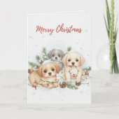 Merry Christmas Puppies Card Cute Dog Lover card Kaart (Voorkant)