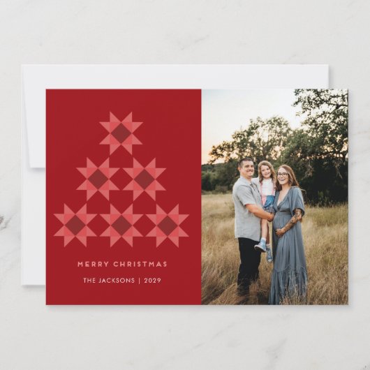 Merry Christmas Quilt star Holiday Design Feestdagenkaart (Voorkant)