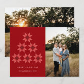 Merry Christmas Quilt star Holiday Design Feestdagenkaart (Voorkant / Achterkant)