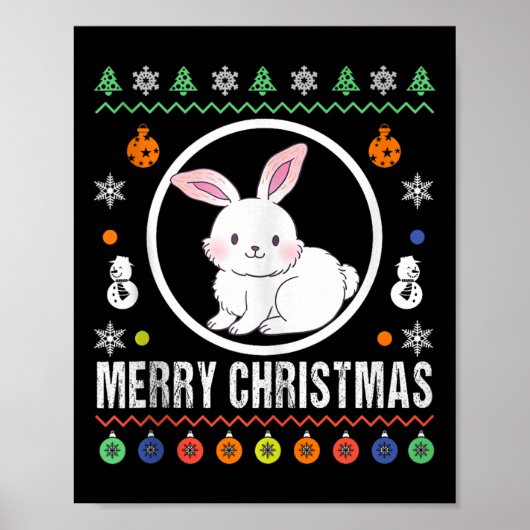 Merry Christmas Rabbit Ugly Sweater Xmas Knit Tank Poster (Voorkant)
