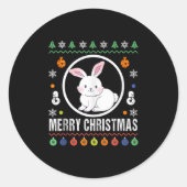 Merry Christmas Rabbit Ugly Sweater Xmas Knit Tank Ronde Sticker (Voorkant)