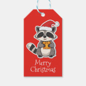 Merry Christmas Raccoon Cadeaulabel (Voorkant)