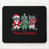Merry Christmas Raccoon Santa Hat Xmas Animal Racc Muismat (Voorkant)