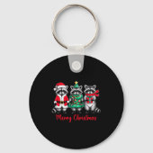Merry Christmas Raccoon Santa Hat Xmas Animal Racc Sleutelhanger (Voorkant)