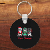 Merry Christmas Raccoon Santa Hat Xmas Animal Racc Sleutelhanger (Voorkant)
