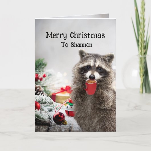 Merry Christmas Raccoons Custom Name Humor Kaart (Voorkant)