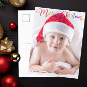 Merry Christmas Rainbow Script Overlay Foto Feestdagenkaart