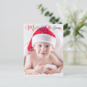 Merry Christmas Rainbow Script Overlay Foto Feestdagenkaart (Staand voorkant)