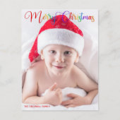 Merry Christmas Rainbow Script Overlay Foto Feestdagenkaart (Voorkant)