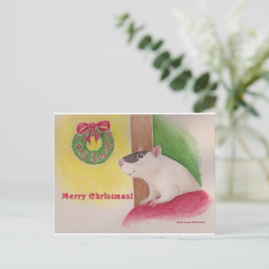 Merry Christmas Rat Post Kaart (Staand voorkant)