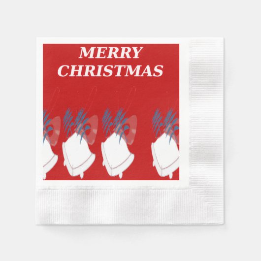 Merry Christmas Red and White Text Holiday Napkin Servet (Voorkant)