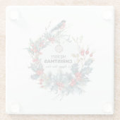 Merry Christmas-Red Berries & Bullfinch Glazen Onderzetter (Achterkant)