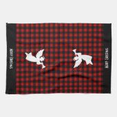 Merry Christmas Red & Black Buffalo Plaid Angel Theedoek (Horizontaal)