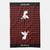 Merry Christmas Red & Black Buffalo Plaid Angel Theedoek (Verticaal)