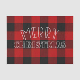 Merry Christmas Red Black Buffalo Plaid Pattern Tissuepapier