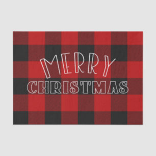 Merry Christmas Red Black Buffalo Plaid Pattern Tissuepapier