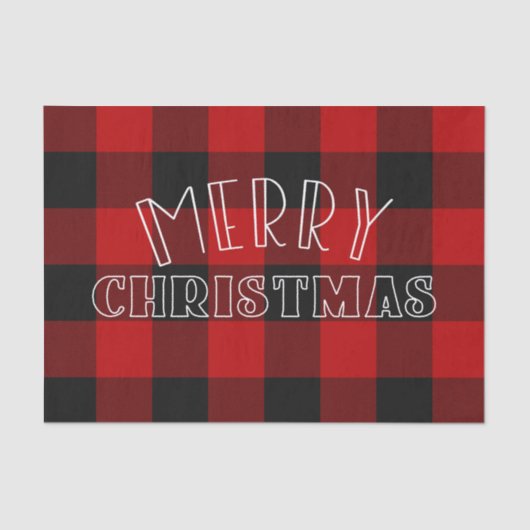 Merry Christmas Red Black Buffalo Plaid Pattern Tissuepapier (Voorkant)
