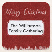 Merry Christmas Red Bling Labels Kartonnen Onderzetters (Voorkant)