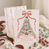 Merry Christmas Red Bow Feestdagenkaart