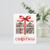 Merry Christmas Red Bow Feestdagenkaart (Staand voorkant)