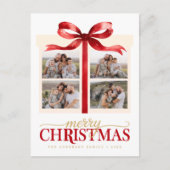 Merry Christmas Red Bow Feestdagenkaart (Voorkant)