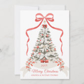 Merry Christmas Red Bow Feestdagenkaart (Voorkant)