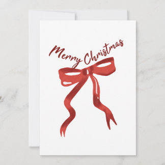 Merry Christmas Red Bow Greeting Card Kaart