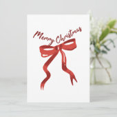 Merry Christmas Red Bow Greeting Card Kaart (Staand voorkant)