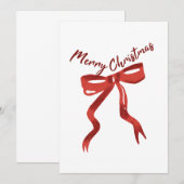 Merry Christmas Red Bow Greeting Card Kaart (Voorkant / Achterkant)