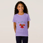 MERRY CHRISTMAS Red Bow met Holly Festive Modern T-shirt (Voorkant volledig)