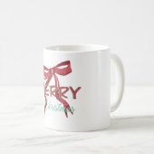 Merry Christmas Red Bow Mug Koffiemok (Voorkant rechts)