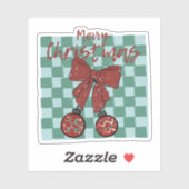 Merry Christmas Red Bow Ornaments Design Sticker (Vel)