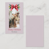 Merry Christmas Red Bow Personalized Photo Card Notitiekaartje (Voorkant / Achterkant)