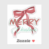 Merry Christmas Red Bow Sticker (Vel)
