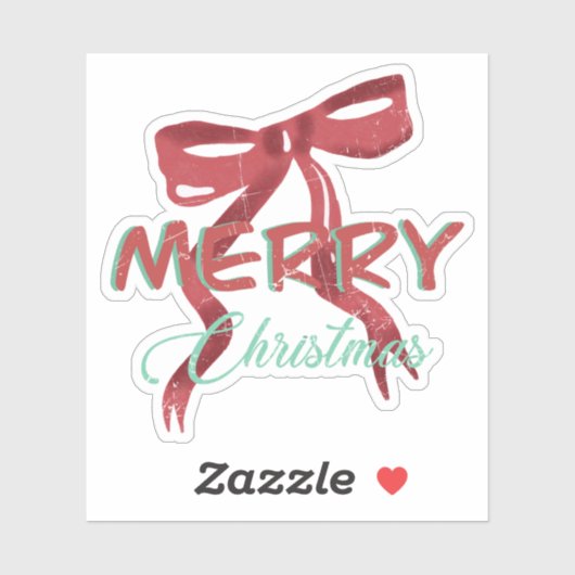 Merry Christmas Red Bow Sticker (Vel)