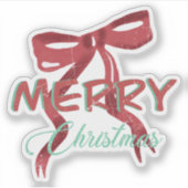Merry Christmas Red Bow Sticker (Voorkant)
