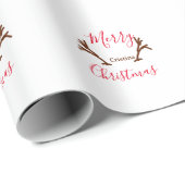 Merry Christmas red brown reindeer horn holiday te Cadeaupapier (Rol Hoek)
