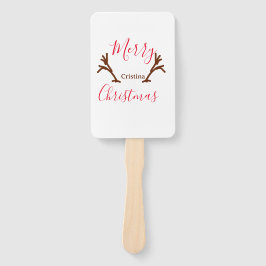 Merry Christmas red brown reindeer horn holiday te Handwaaier