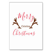 Merry Christmas red brown reindeer horn holiday te Kaart (Voorkant)