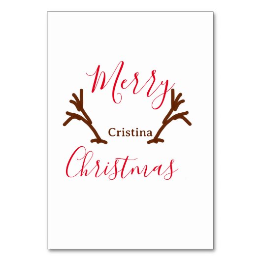 Merry Christmas red brown reindeer horn holiday te Kaart (Voorkant)