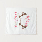 Merry Christmas red brown reindeer horn holiday te Wandkleed (Voorkant (horizontaal))